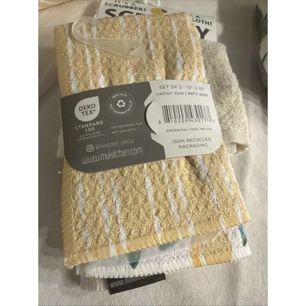 Vibe By  Mukitchen Apron Tea Towel & Dis Cloths Recycled Materials New Lemons